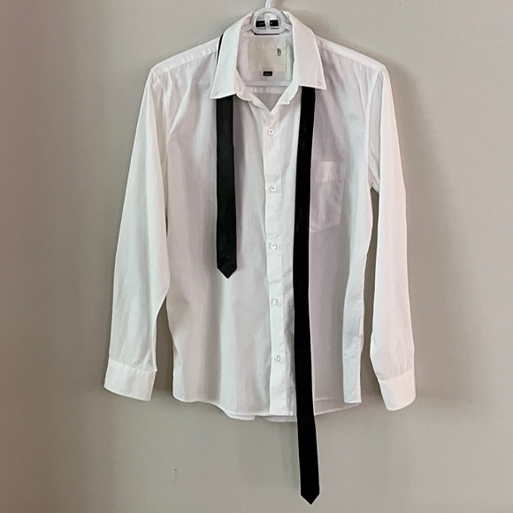 R13 Patti Smith Shirt w/Black Leather Tie M - Picture 1 of 8